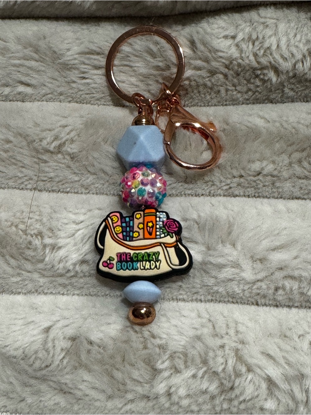 The Crazy Book Lady Beaded Keychain